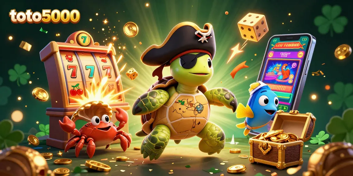 Enjoy exciting winnings with toto5000 at a vibrant 3D casino scene featuring colorful characters and dynamic elements.