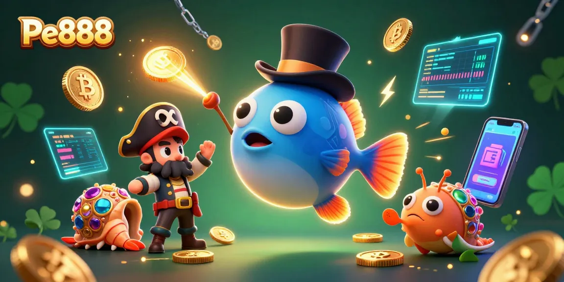 Experience the thrill of Pe888 with a vibrant 3D illustration showcasing gaming excitement and unique characters.