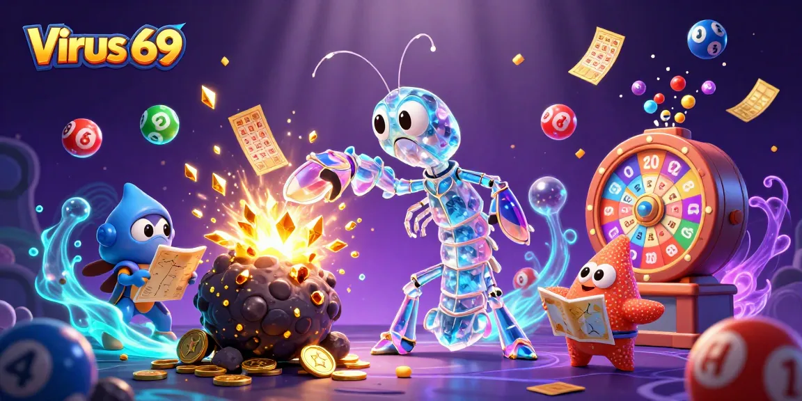 Engage with exciting gameplay at Virus 69, featuring colorful lottery balls and thrilling casino elements.